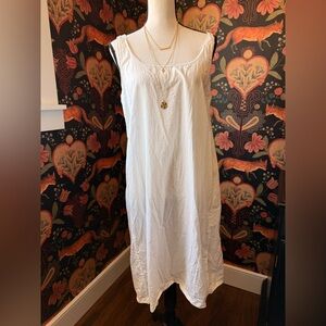 Domi White Cotton Slip Dress Nightgown Organic Size S Small Mid Length